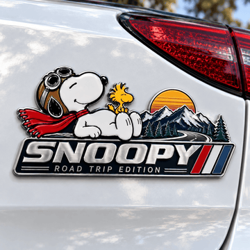 Snoopy Open Road Escape Edition Laser Engraved Car Emblem Badge