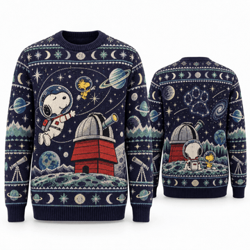 Snoopy & Woodstock Cosmic Stargazing Adventure Ugly Sweater