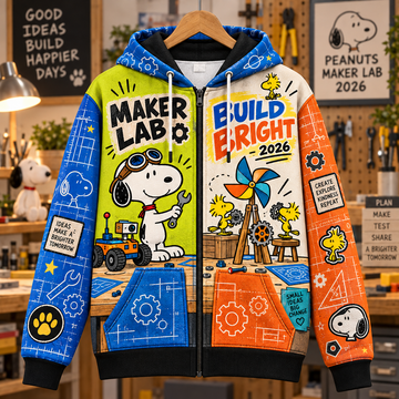 Snoopy & Woodstock Build Bright Maker Lab 2026 Zip Hoodie
