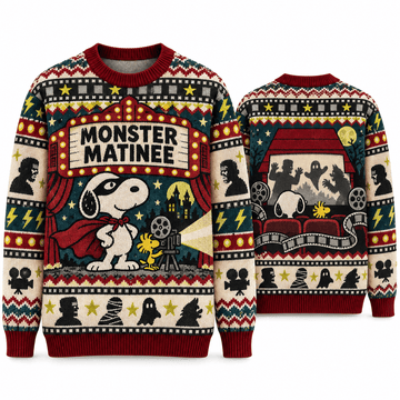 Snoopy & Woodstock Monster Matinee Halloween Ugly Sweater