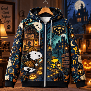 Snoopy Midnight Mystery Trail 3D Zip Hoodie