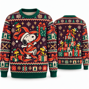 Snoopy & Woodstock Wrapped in Christmas Cheer Ugly Sweater