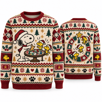 Snoopy & Woodstock Christmas Game Night Ugly Sweater