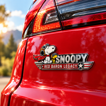 Snoopy & Woodstock Red Scarf Squadron Edition Car Emblem Badge