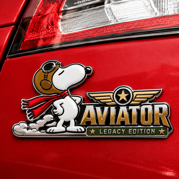 Snoopy Golden Squadron Aviator Car Emblem Badge