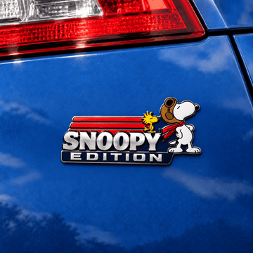 Snoopy & Woodstock Red Roof Roadtrip Car Emblem Badge