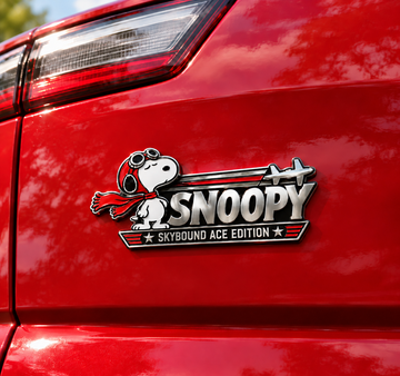 Snoopy Red Scarf Squadron Edition Car Emblem Badge