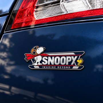 Snoopy & Woodstock Imagine Beyond Aviator Car Emblem Badge