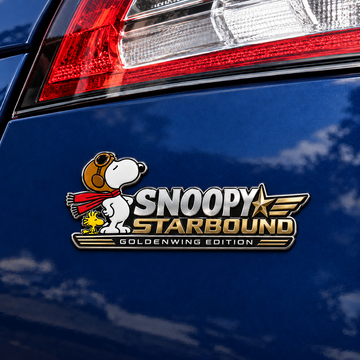 Snoopy & Woodstock Starbound Goldenwing Car Emblem Badge