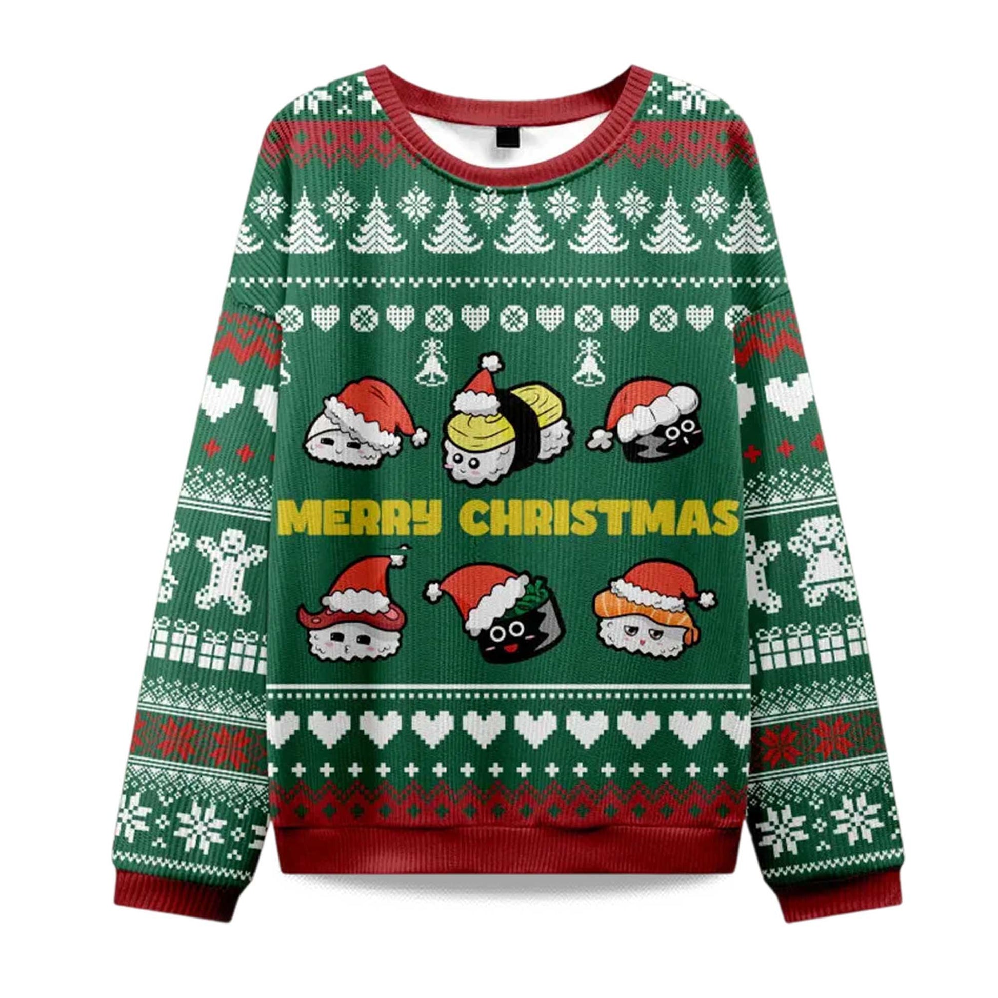 2026 Cute Sushi Cat Christmas Ugly Sweater Moonbestprint