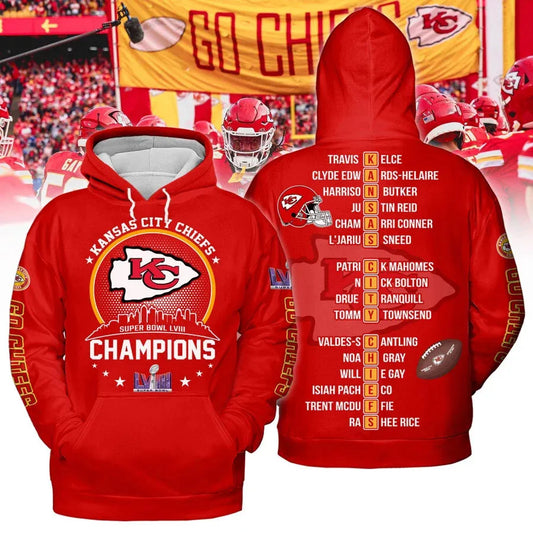 2024 Kansas City Chiefs Super Bowl LVIII Champions Hoodie - Moonbestprint