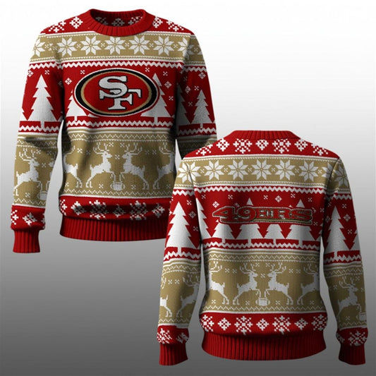 2026 49ers Reindeer Football Christmas Ugly Sweater - Moonbestprint