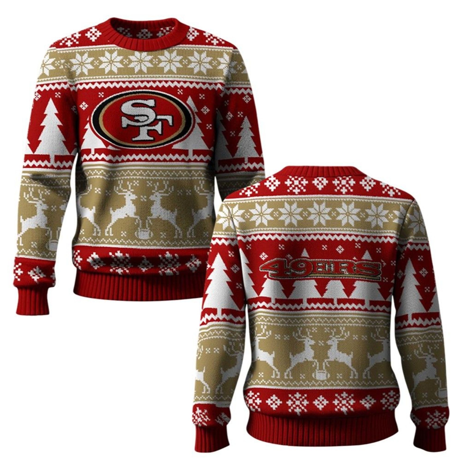 2026 49ers Reindeer Football Christmas Ugly Sweater - Moonbestprint