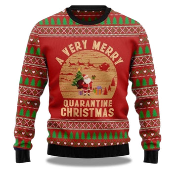 2026 A Very Merry Quarantine Christmas Ugly Christmas Sweater Moonbestprint