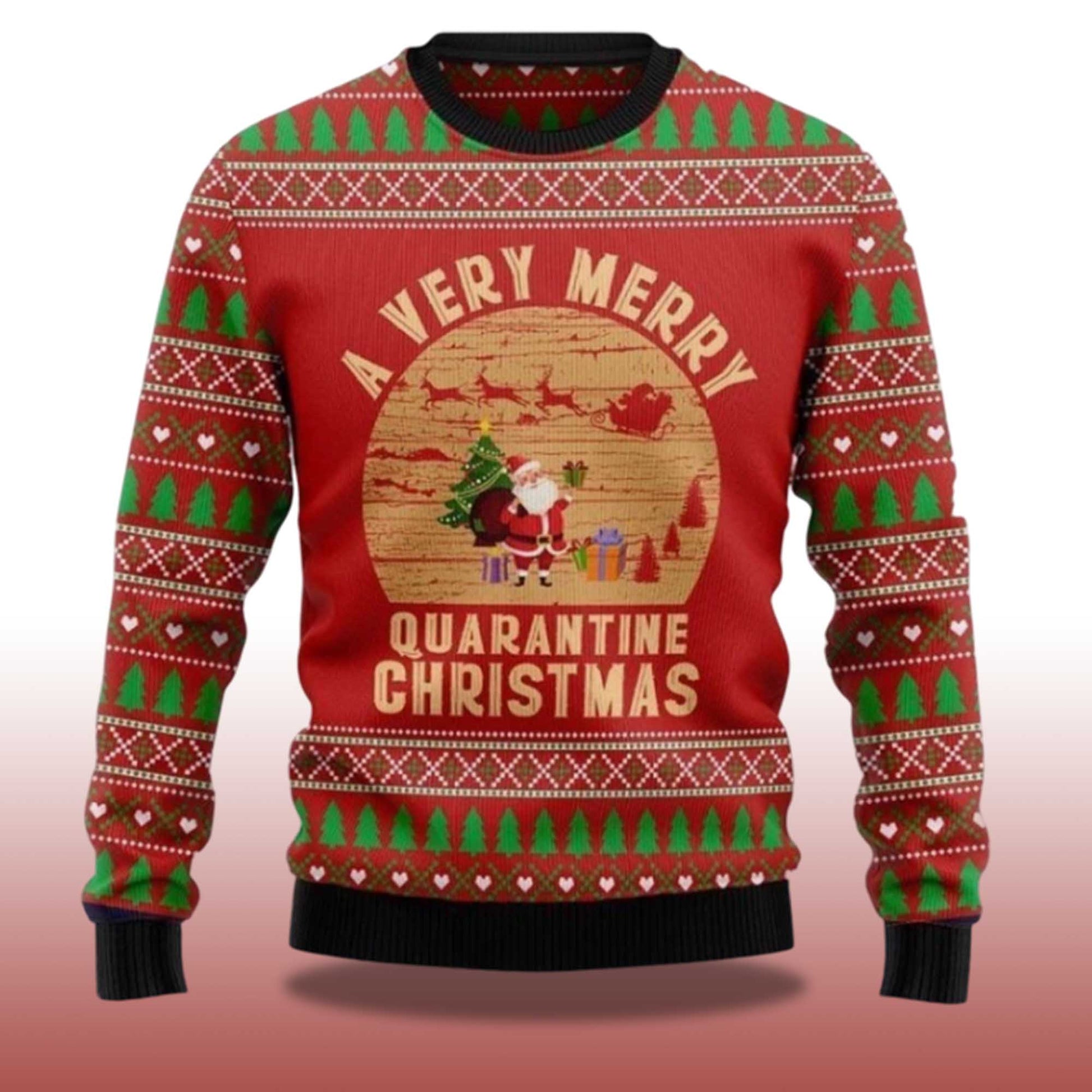 2026 A Very Merry Quarantine Christmas Ugly Christmas Sweater Moonbestprint