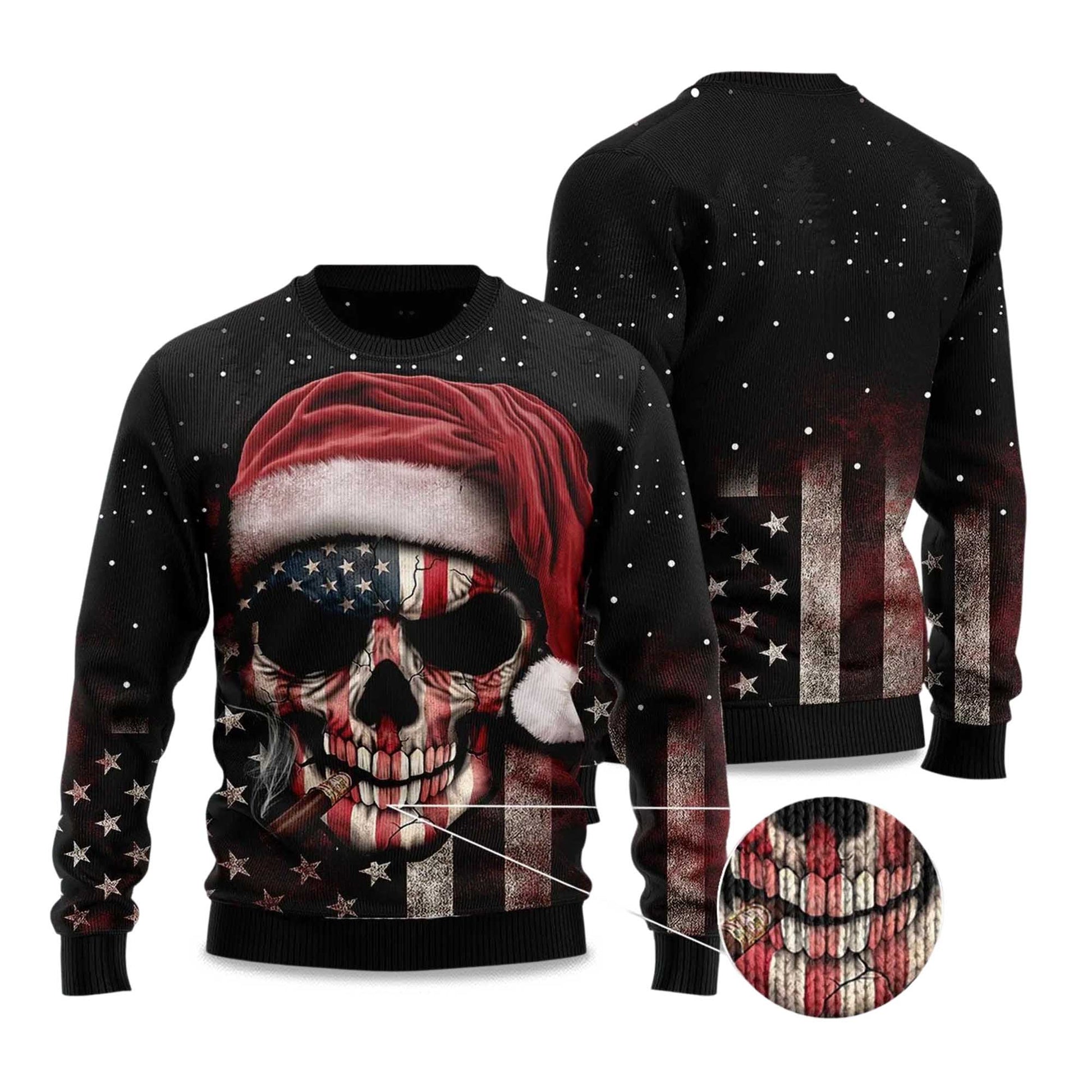 2026 Amazing Skull Christmas Ugly Christmas Sweater Moonbestprint