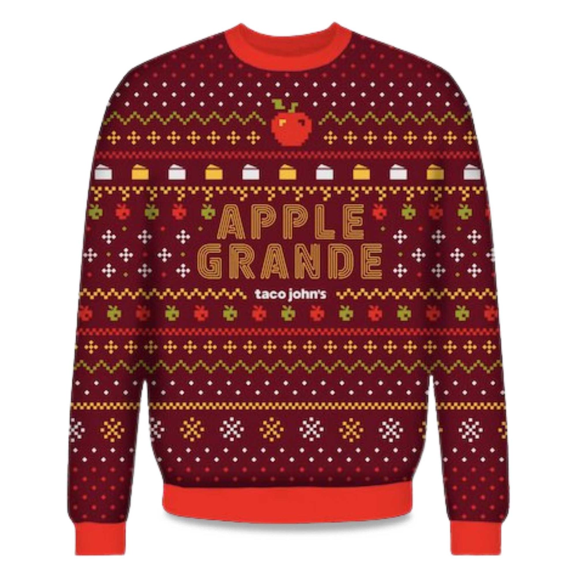 2026 Apple Grande Taco Johns Ugly Christmas Sweater Moonbestprint