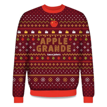 2026 Apple Grande Taco Johns Ugly Christmas Sweater Moonbestprint