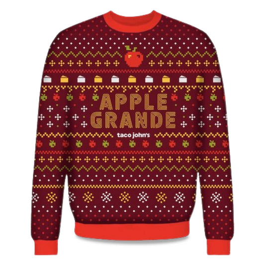 2026 Apple Grande Taco Johns Ugly Christmas Sweater Moonbestprint