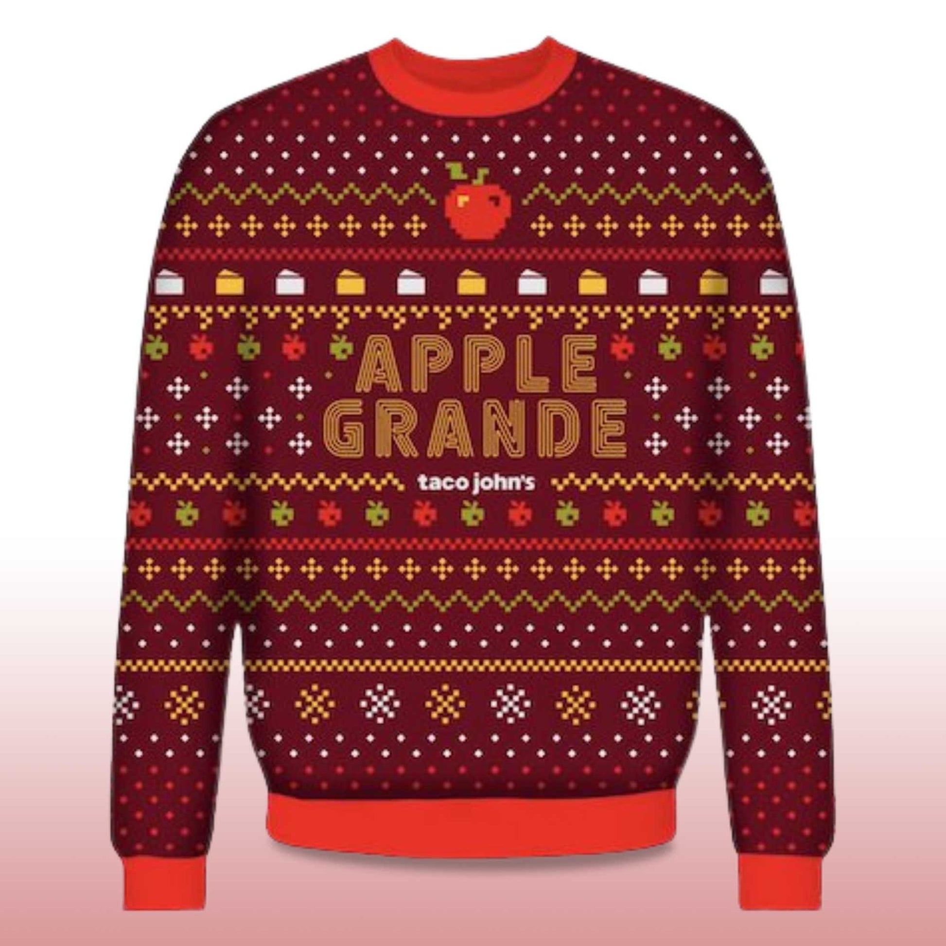 2026 Apple Grande Taco Johns Ugly Christmas Sweater Moonbestprint