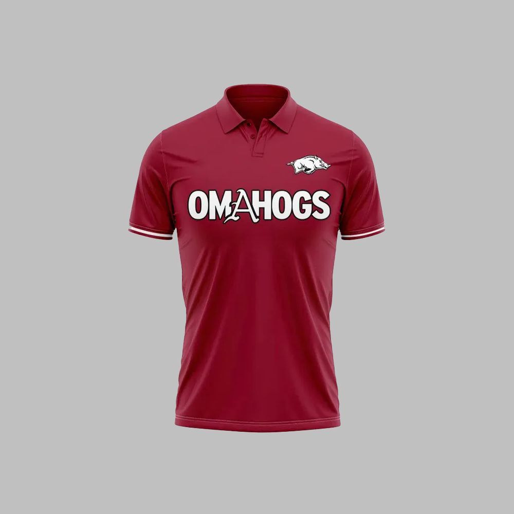 2025 Arkansas Baseball Omahogs Polo - Moonbestprint