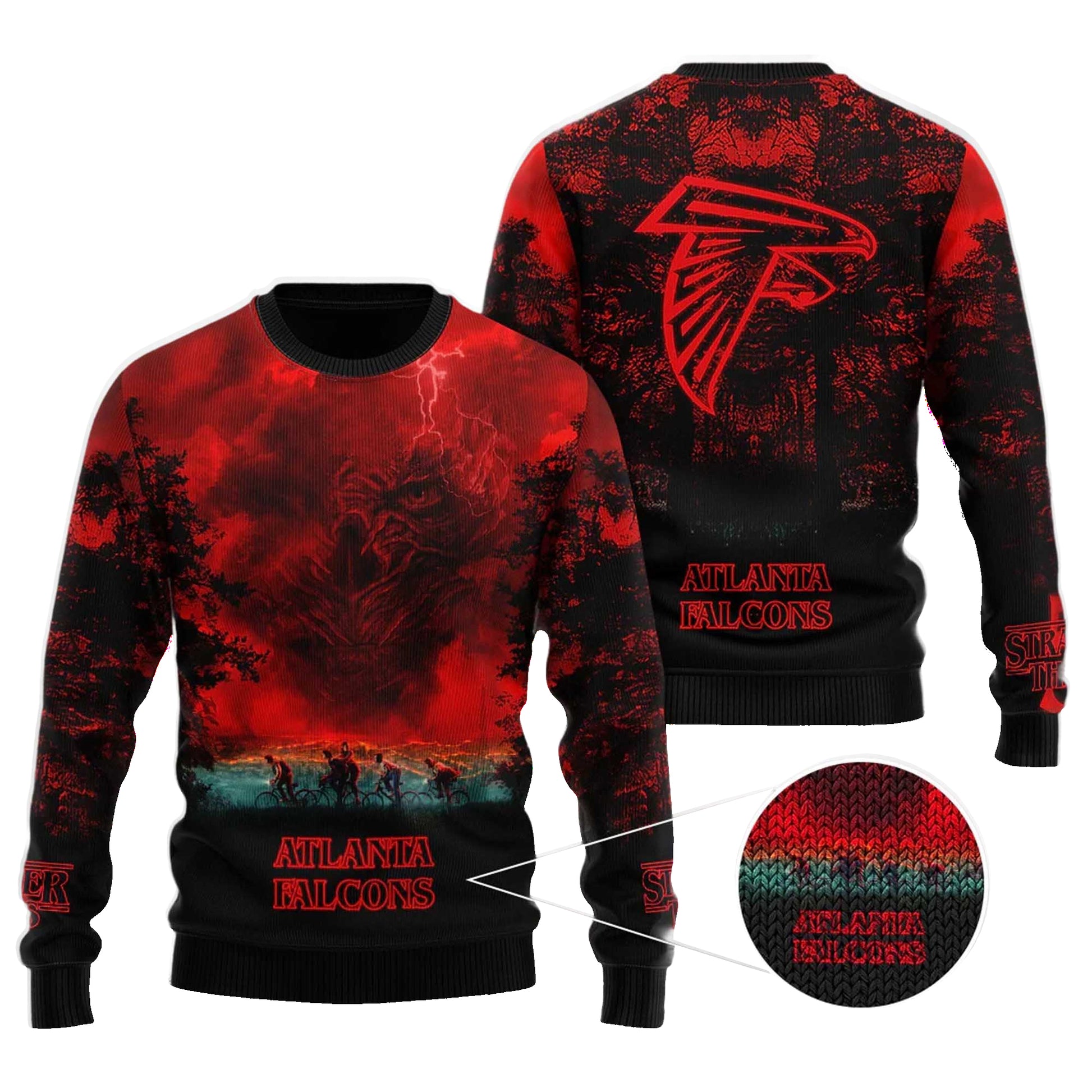 2025 Atlanta Falcons Stranger Things Ugly Sweater – Moonbestprint