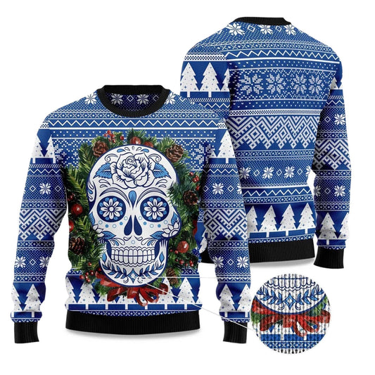 2026 Awesome Sugar Skull Ugly Christmas Sweater Moonbestprint
