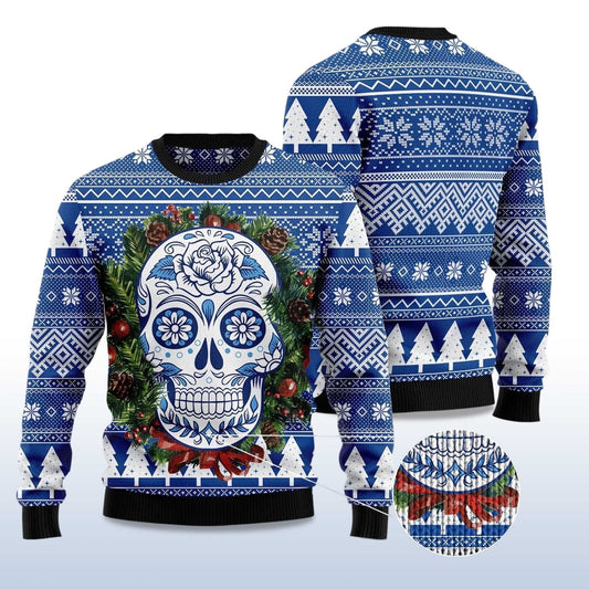 2026 Awesome Sugar Skull Ugly Christmas Sweater Moonbestprint