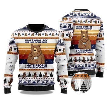 Bear Drink Bourbon Whiskey Ugly Christmas Sweater – Moonbestprint