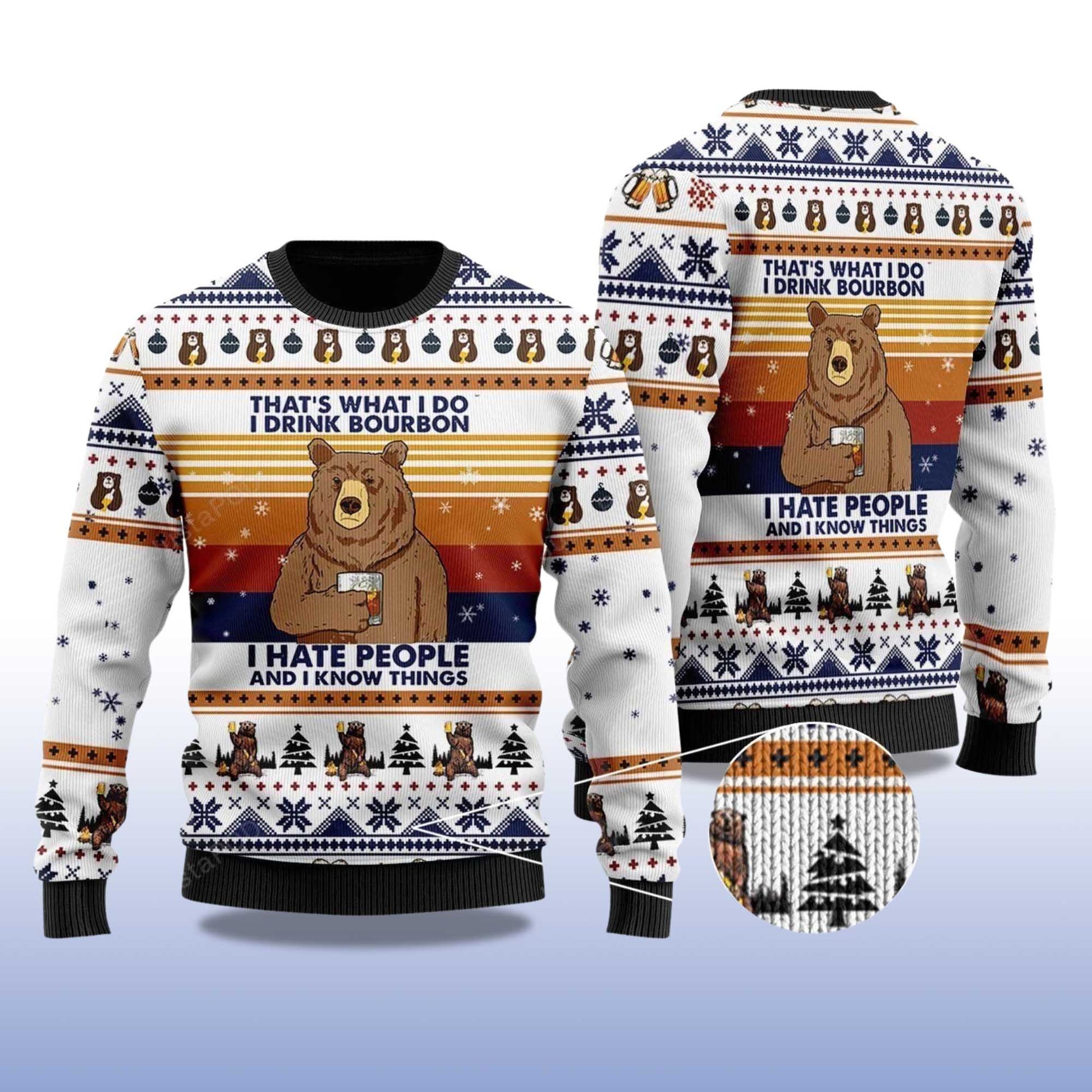 2026 Bear Drink Bourbon Whiskey Christmas Ugly Sweater Moonbestprint