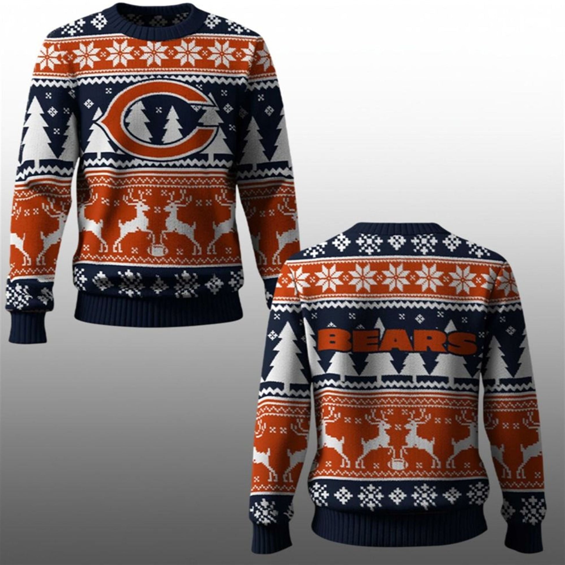 2026 Bears Reindeer Football Christmas Ugly Sweater - Moonbestprint