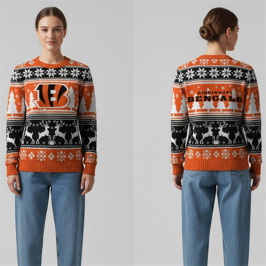 2026 Bengals Reindeer Football Christmas Ugly Sweater - Moonbestprint