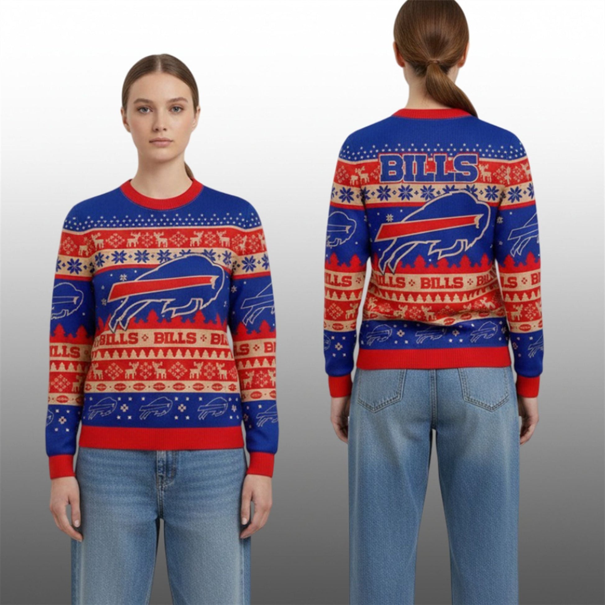 2026 Bills Holiday Touchdown Ugly Christmas Sweater - Moonbestprint