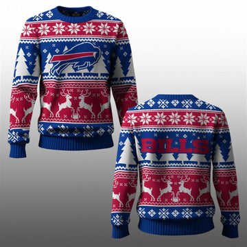 2026 Bills Reindeer Football Christmas Ugly Sweater - Moonbestprint