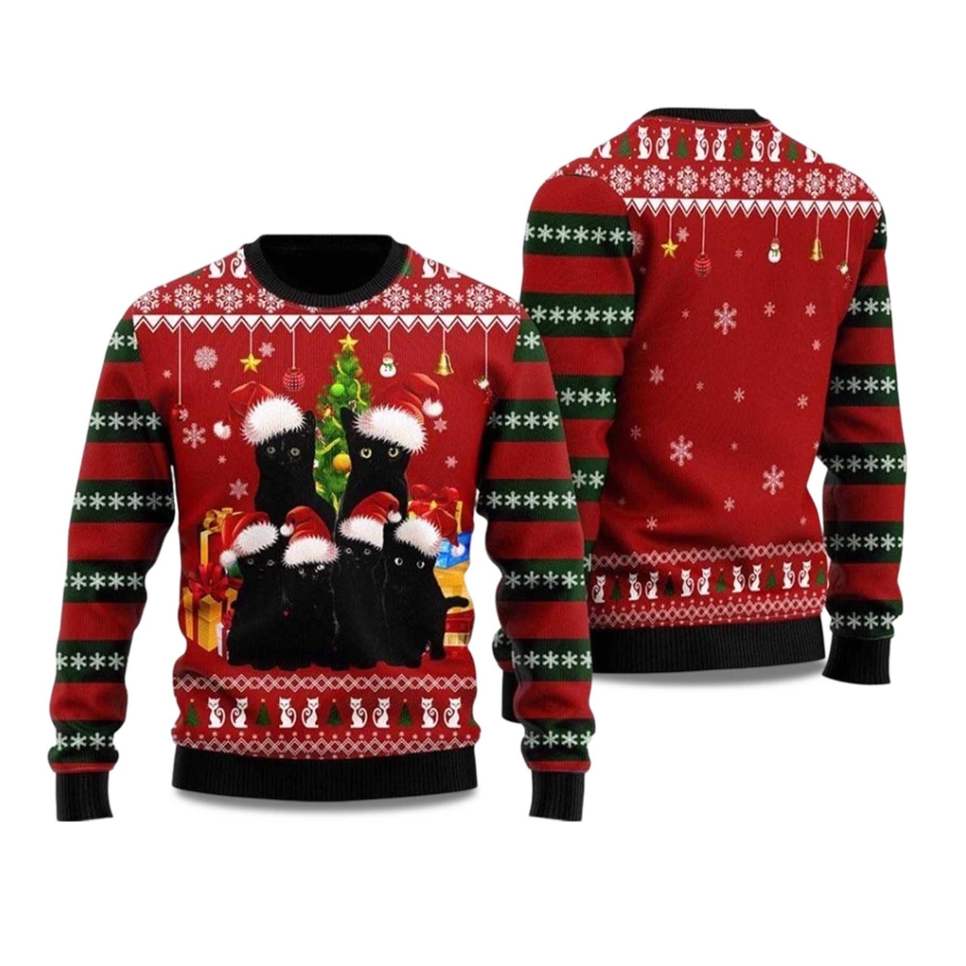 2026 Black Cat Family Ugly Christmas Sweater Moonbestprint