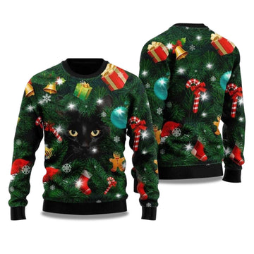2026 Black Cat Ugly Christmas Sweater Moonbestprint