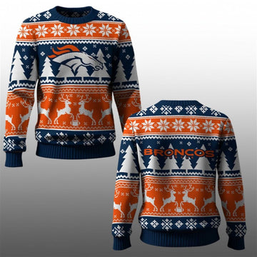 2026 Broncos Reindeer Football Christmas Ugly Sweater - Moonbestprint