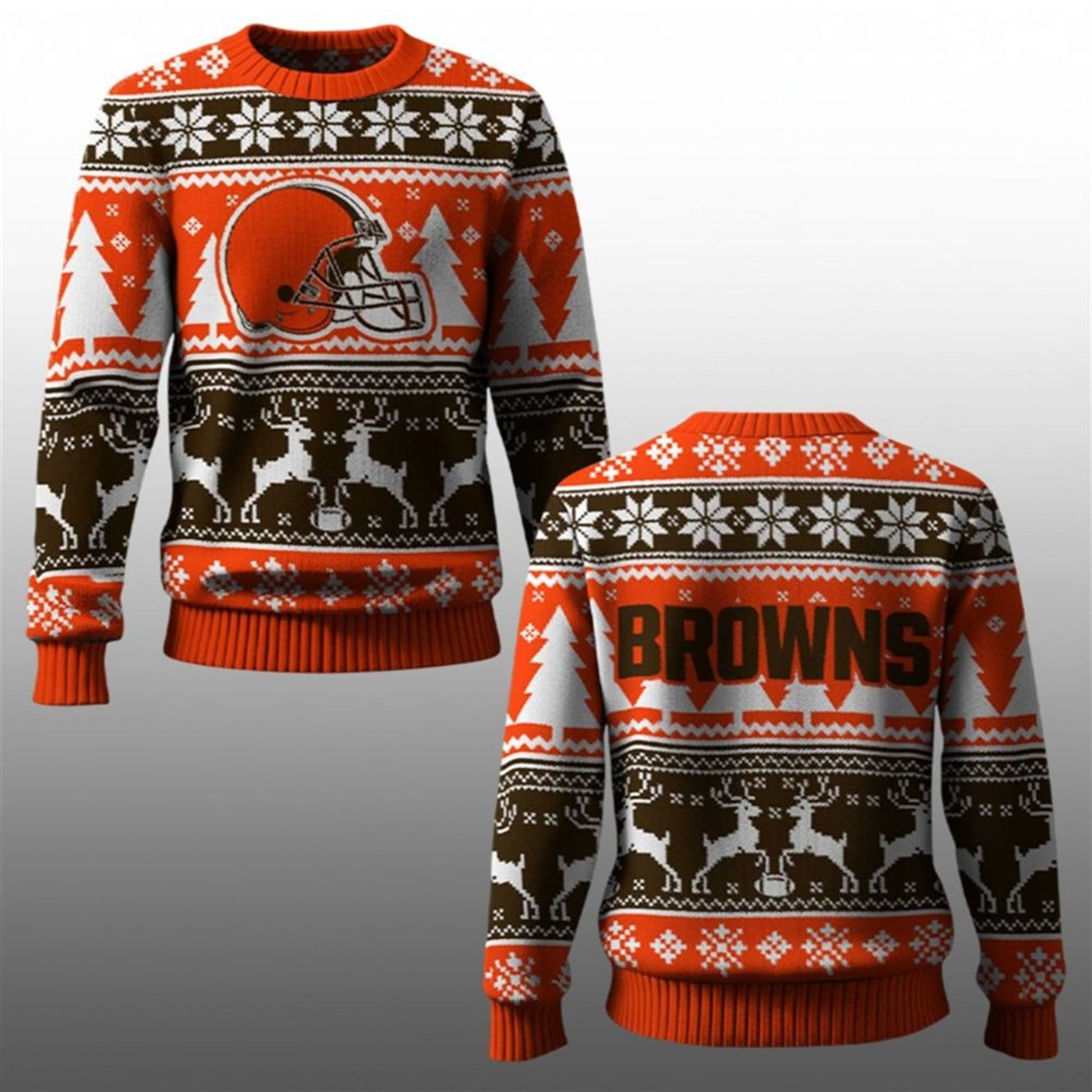 2026 Browns Reindeer Football Christmas Ugly Sweater - Moonbestprint