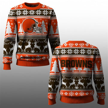 2026 Browns Reindeer Football Christmas Ugly Sweater - Moonbestprint