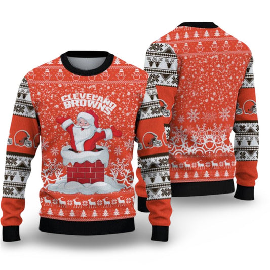 2026 Browns Santa Ugly Christmas Sweater - Moonbestprint