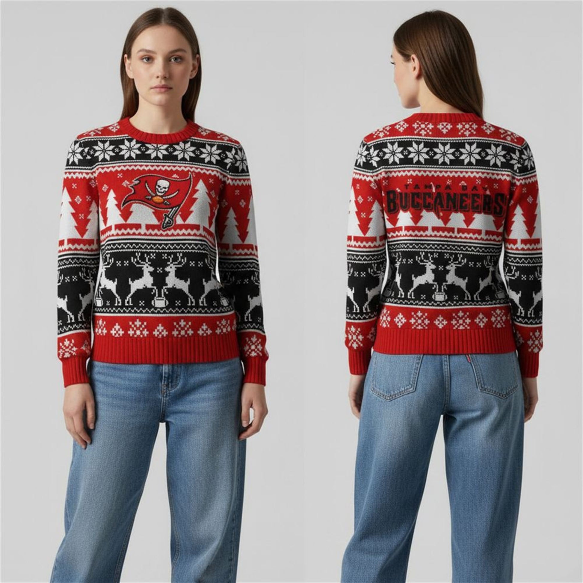 2026 Buccaneers Reindeer Football Christmas Ugly Sweater - Moonbestprint