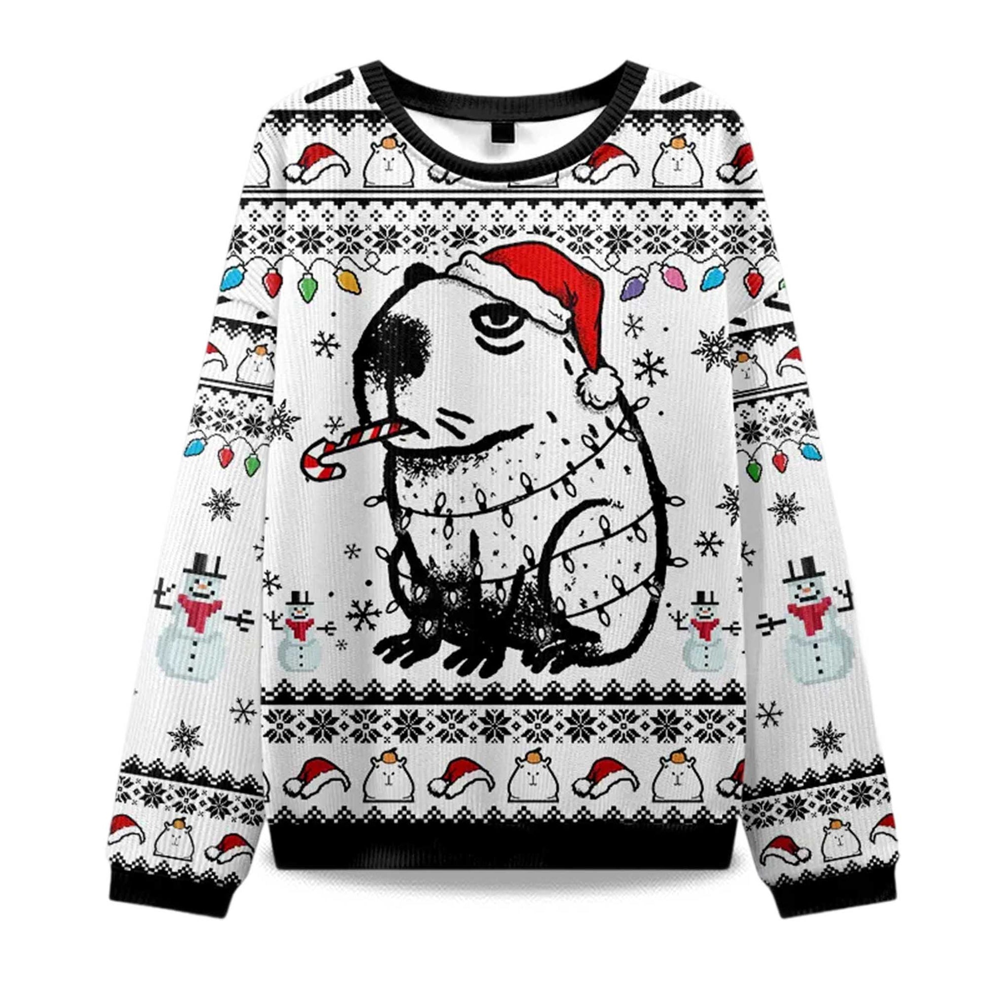 2026 Capybara Smoking Christmas Ugly Sweater Moonbestprint