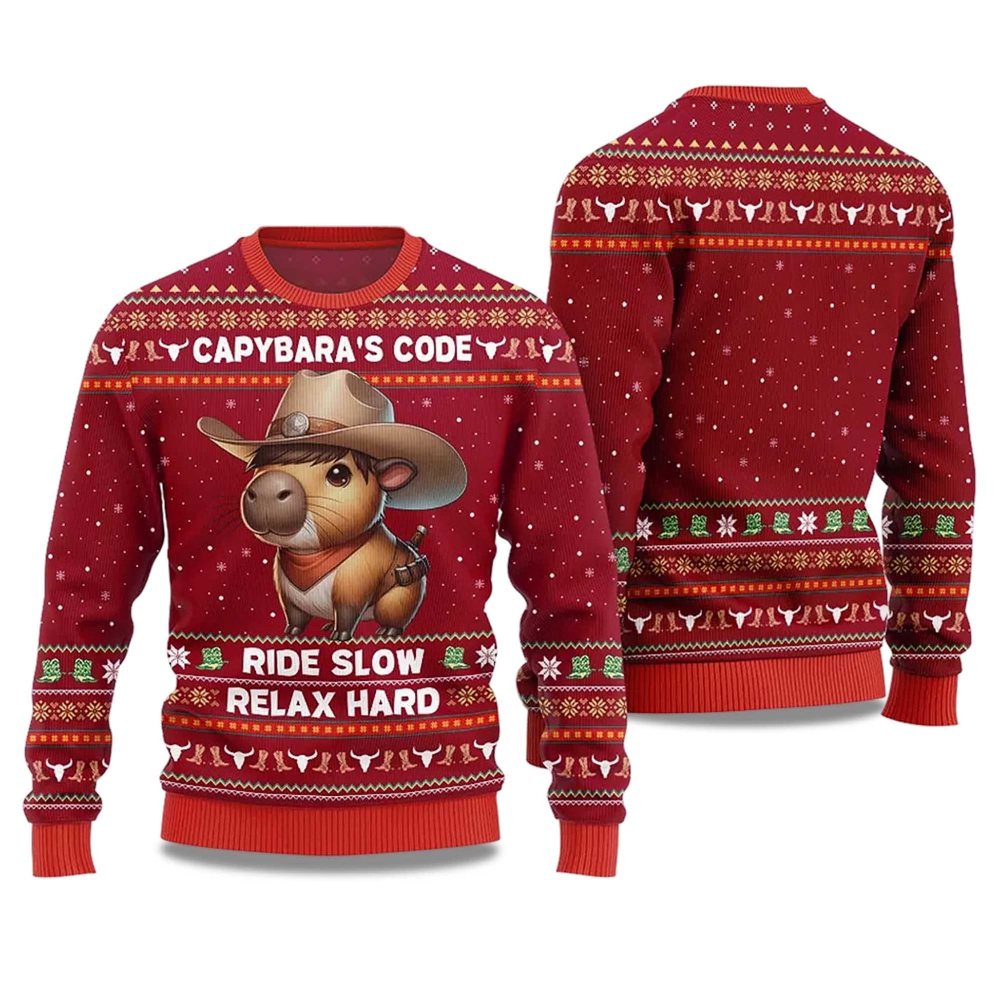 2026 Capybara's Code Ride Slow Relax Hard Ugly Christmas Sweater Moonbestprint