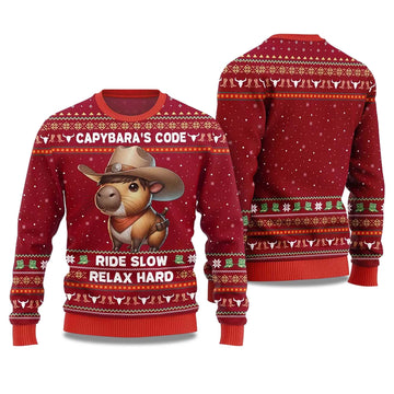 2026 Capybara's Code Ride Slow Relax Hard Ugly Christmas Sweater Moonbestprint