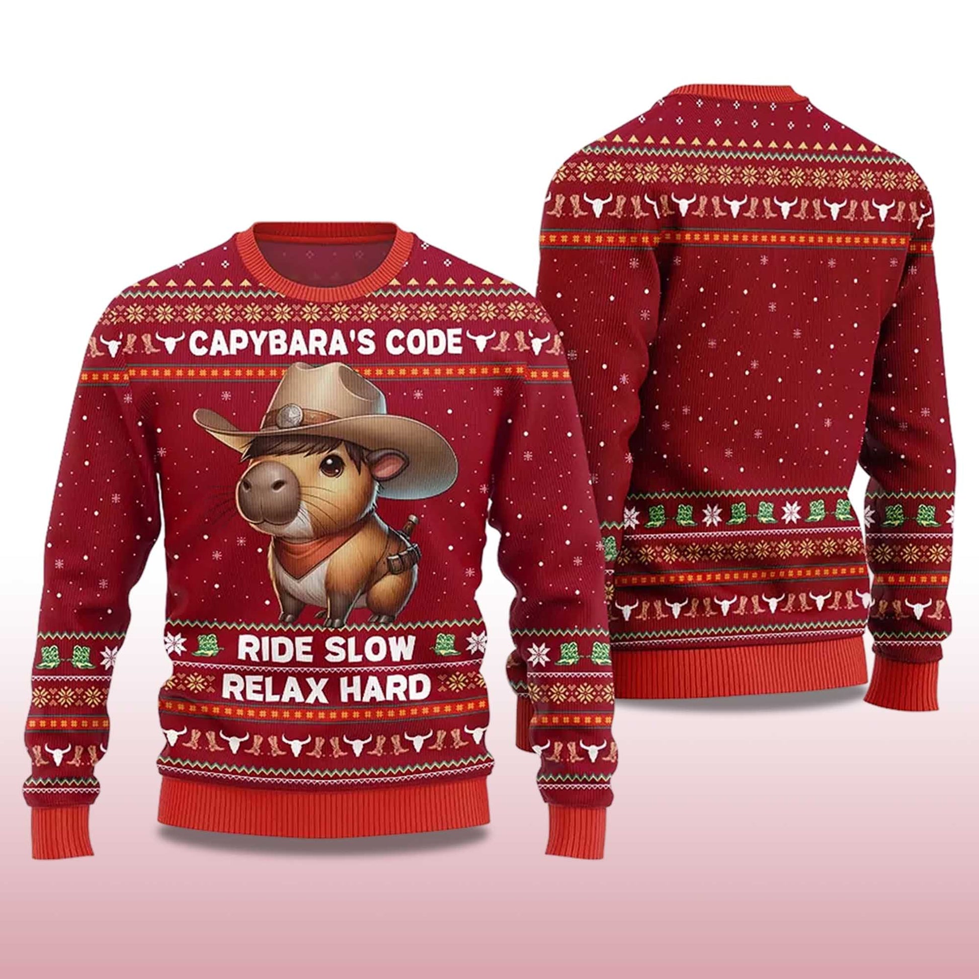 2026 Capybara's Code Ride Slow Relax Hard Ugly Christmas Sweater Moonbestprint