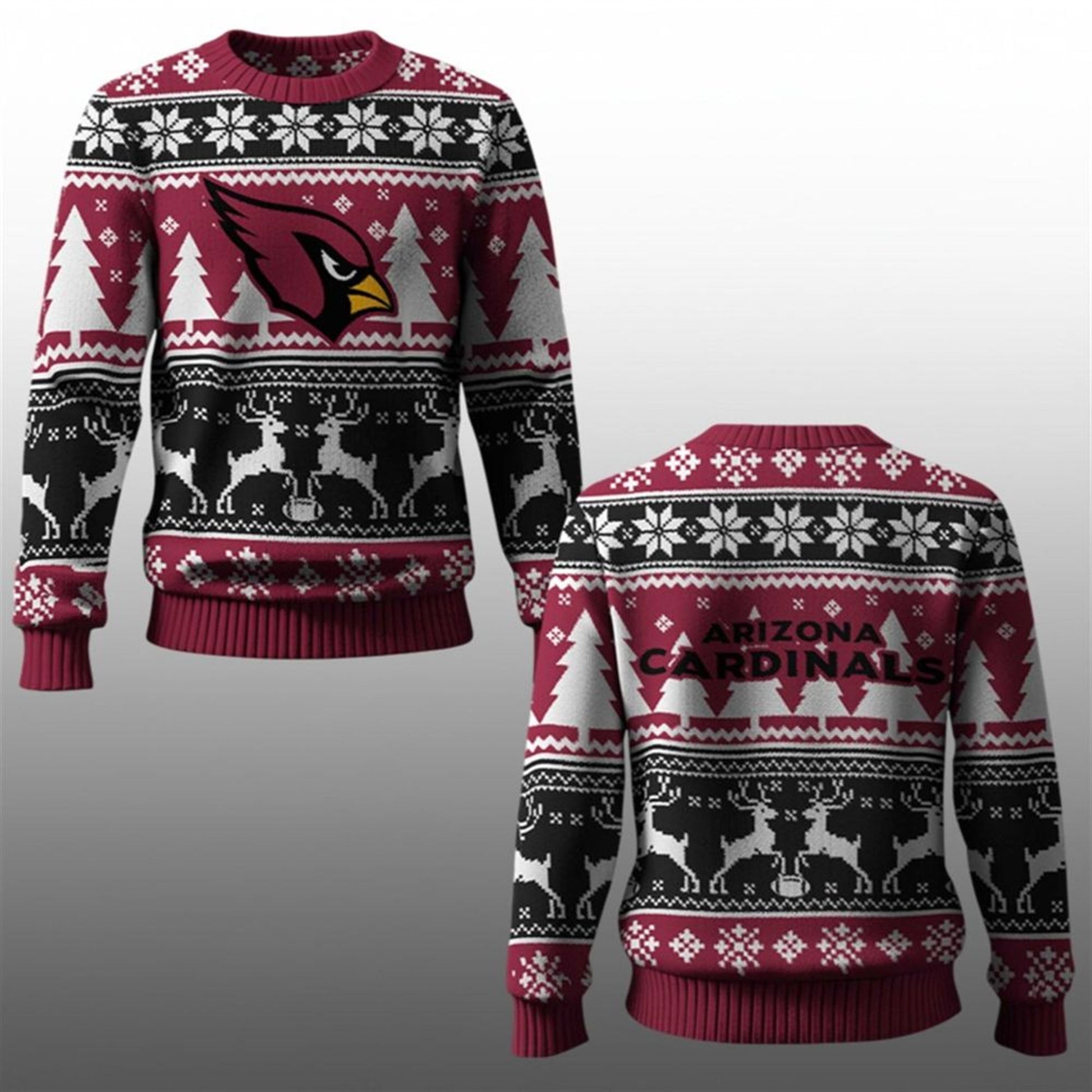 2026 Cardinals Reindeer Football Christmas Ugly Sweater - Moonbestprint