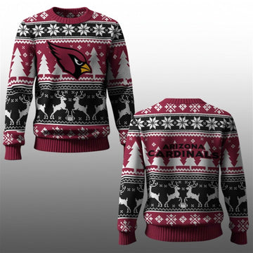 2026 Cardinals Reindeer Football Christmas Ugly Sweater - Moonbestprint