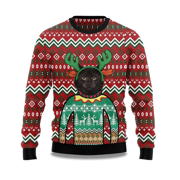 2026 Cat Reindeer Ugly Christmas Sweater Moonbestprint