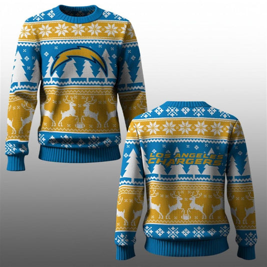 2026 Chargers Reindeer Football Christmas Ugly Sweater - Moonbestprint