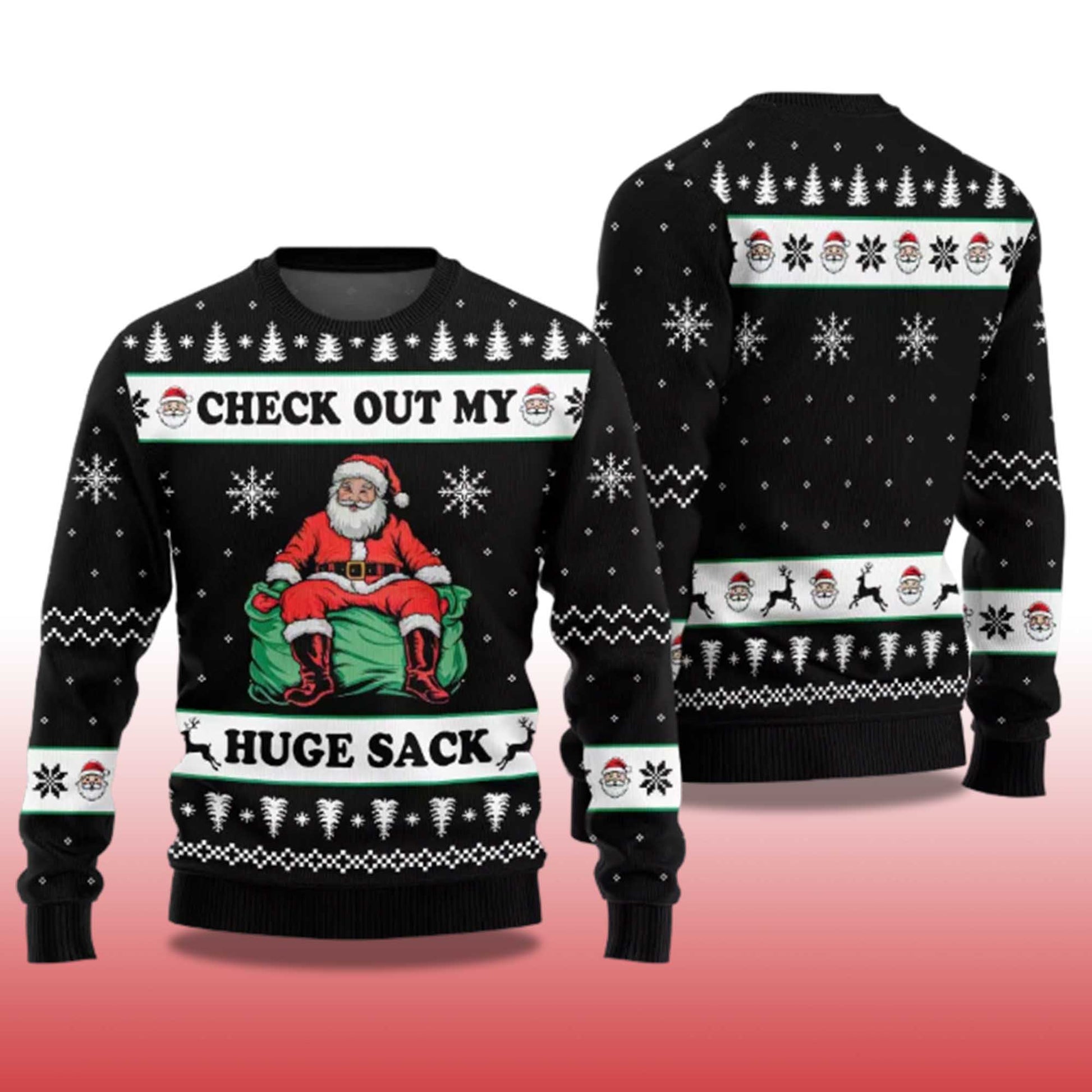 2026 Check Out My Huge Sack Santa Humor Ugly Christmas Sweater Moonbestprint